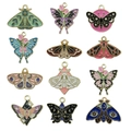 Assorted colorful enamel butterfly and moth alloy charms with gold-plated edges for DIY - 12-Piece Butterfly Set (12 Styles x 1)