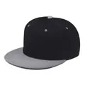 Cappello snapback con visiera piatta in contrasto nero e grigio in cotone twill - 56-60cm / Nero/Grigio Chiaro