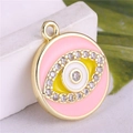 Ciondolo occhio dorato con smalto rosa e cristalli per creazione gioielli fai-da-te - Rosa