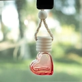 6ml heart-shaped glass perfume bottle with pink liquid and wooden lid for car hanging - Gold Wire Five-Line Cap / Red