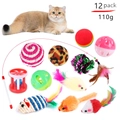 Ensemble complet de 12 jouets pour chats avec souris en sisal et grelots de 110g - Ensemble N° 4