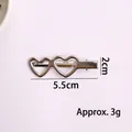 Pince à cheveux Y2K en métal argenté à double cœur évidé 5,5cm style minimaliste - Pince Bec de Canard Double Cœur (X1-443) / 5,5 cm