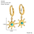 Orecchini a cerchio in acciaio placcato oro 18k con ciondolo a stella e turchese - Stile Stella Turchese (SE628G)