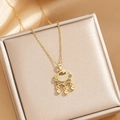Collier cadenas Ruyi doré avec zircone et mini pampilles boules dans un coffret cadeau - Serrure à Pompon de Pièce de Cuivre
