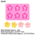 Molde de silicona rosa con 6 cavidades de flor de hibisco para decorar pasteles DIY - 6-Agujeros Flor Pequeña-B448 / Rosa