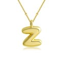 Collier avec pendentif lettre Z 3D dorée, finition polie miroir et chaîne à billes - Lettre Z