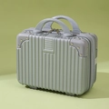 Silver-grey hardshell mini suitcase with vertical stripe texture and dual handles - 14" / Silver Gray