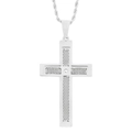 Ciondolo a croce in maglia a doppio strato in acciaio inossidabile argento con diamante - Ciondolo Colore Acciaio (Senza Catena)
