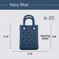 Mini navy blue EVA tote bag with hole design, 21x17cm compact crossbody beach bag - Navy Blue