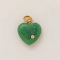 Fashionable green heart-shaped jade pendant with small gemstone and gold loop - Mint Green Heart Pendant