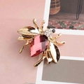 Pink teardrop crystal beetle insect brooch with gold plating and sparkling accents - Burgundy