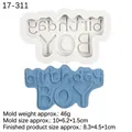 Birthday Boy silicone fondant mold for baby cake toppers, including size and weight data - birthday BOY Style (17-311) / Gray