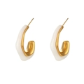 Minimalist C-shape earrings featuring white resin and gold metal splicing details - C-Shaped Acrylic Hoop Earrings - White