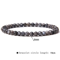 Deep grey 4mm labradorite natural stone bead elastic bracelet with polished finish - 4mm Labradorite