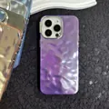 Macro view of purple wave texture on iPhone case with metallic camera protection ring - Starry Purple / iPhone 11