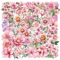 50 adesivi floreali rosa in PET impermeabili per scrapbooking e decorazione laptop - 50 Pezzi/Sacco (Fiori Rosa dei Cartoni Animati)