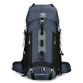 Mochila de senderismo 60L en nailon resistente color azul oscuro y negro para montaña - 56-75L / Azul oscuro