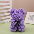 Handmade purple rose bear with black ribbon and Just For You text for gift decoration - 23CM Naked Bear (Without Box) / Purple