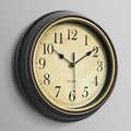 Retro 30cm Nordic wall clock in black and gold finish with silent quartz movement - Gold Border Black Arabic Dial
