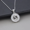 Silver letter S pendant necklace with baguette-cut zircons and sleek box chain - Letter S / Silver