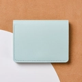 Cartera plegable minimalista de cuero azul claro para mujer con textura de lichi fina - Azul Cielo