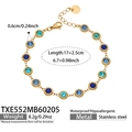 Detail eines wasserfesten Goldarmbandes mit blauen Zirkonia und Größenangaben - Goldenes Armband mit Blauen Zirkonia (TXE552)