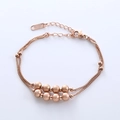 Pulsera de doble capa en acero inoxidable oro rosa con cuentas esmeriladas y cadena box - Oro rosa
