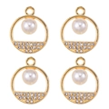 Macro shot of gold pendants featuring embedded pearls and zircon stones for DIY jewelry - Hollow Round Pearl (px1086-3)