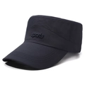 Dark blue cadet hat with sports embroidery and reinforced brim for outdoor sun protection - Adjustable / Navy Blue