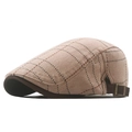 Berretto newsboy classico a quadri marrone chiaro con cinturini laterali regolabili - Regolabile / Cachi