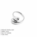 Minimalistische zilveren roestvrijstalen druppelring, breedte 13 mm, maat US 7(54mm). - Zilver Open Ring (TR18919)