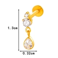 Titanium golden internal thread labret stud with crystal teardrop pendant 1.3cm - Mix Marquise Teardrop Dangle (T2528-6# Gold)