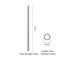 Reusable gray glass straw with 20cm length and 8mm diameter on white background - Straight / Gray