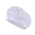 Sparkly white sequin beret hat with velvet brim for women fashionable pumpkin style - M (56-58cm) / White