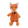 Orange corduroy plush fox dog toy with durable squeaky texture for aggressive chewers - Fox
