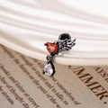 Black wing cartilage stud with red heart and white drop stones in titanium steel - Black Metal Red Heart White Teardrop (A436-3#)
