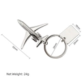 Polished silver alloy airplane keychain with blank metal tag for custom engraving - X-1597 Silver Airplane (with Engraving Tag)