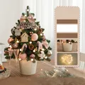 Mini albero di Natale rosa e bianco 60cm con 23 ornamenti e luci LED in vaso stile vintage - 60CM Albero Verde Rosa e Bianco (Secchio di Ferro)