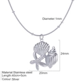 Silver stainless steel starfish shell pendant necklace with snake chain and size details - Steel-Conch Shell Necklace (S3)