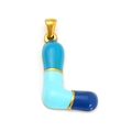 18k gold plated stainless steel letter L pendant with blue enamel gradient finish - Sp640g-l (single Pendant)