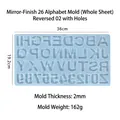Light blue silicone alphabet and number mold for resin crafts with 26 letters and 0-9 digits - Reverse Mirror with Holes (36x19.2cm/162g)