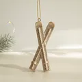 Golden glitter ski board Christmas tree ornaments with hanging strings in Nordic style - Sled
