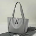 Minimalistische graue Tote Bag aus mattem PU-Leder mit großem Fassungsvermögen - Grau