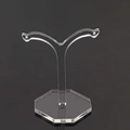 Transparent acrylic earring display stand with T-shape bar and hexagonal base holder - Small Height 7cm