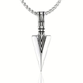 Punk silver arrow pendant with woven chain necklace in polished stainless steel - Single Arrow Necklace / Antique Silver