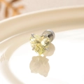 6mm heart-shaped yellow cubic zirconia stud earrings in titanium steel with screw back - Green (1 Piece)