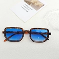 Retro small frame polygonal sunglasses in tortoise shell texture with blue gradient lenses - Blue Leopard Print