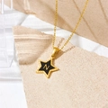 Gold star necklace featuring a black N letter pendant on a titanium steel chain - Letter N Style (D112)