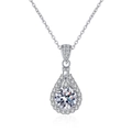 Exquisite S925 sterling silver moissanite necklace with pear-shaped halo pendant - 925 Silver / 6.5mm Zirconia