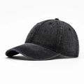 Gorra de béisbol clásica de mezclilla lavada gris oscuro con diseño ajustable de copa suave - Negro